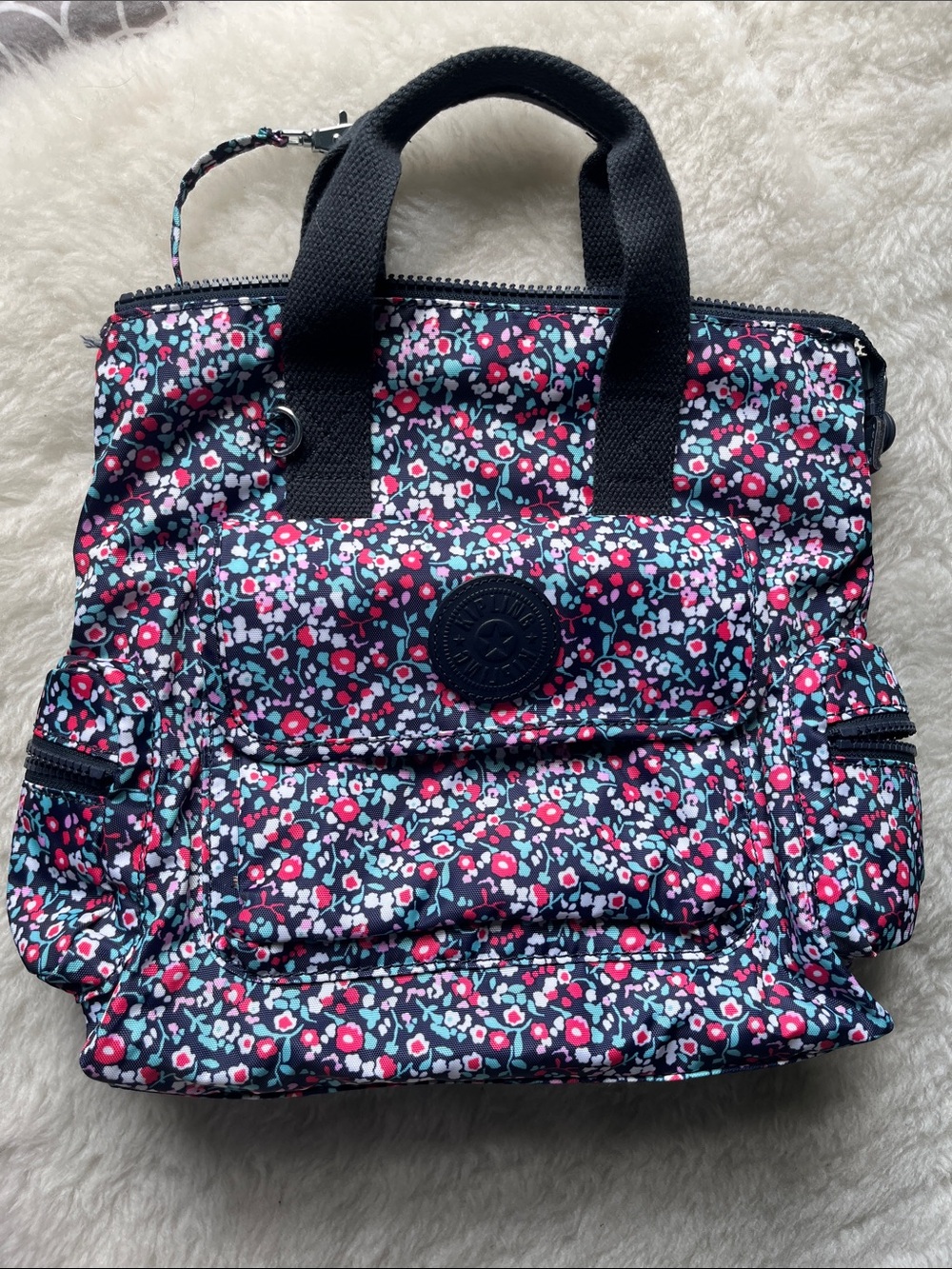 Kipling Floral Printed Navy Backpack handbag
